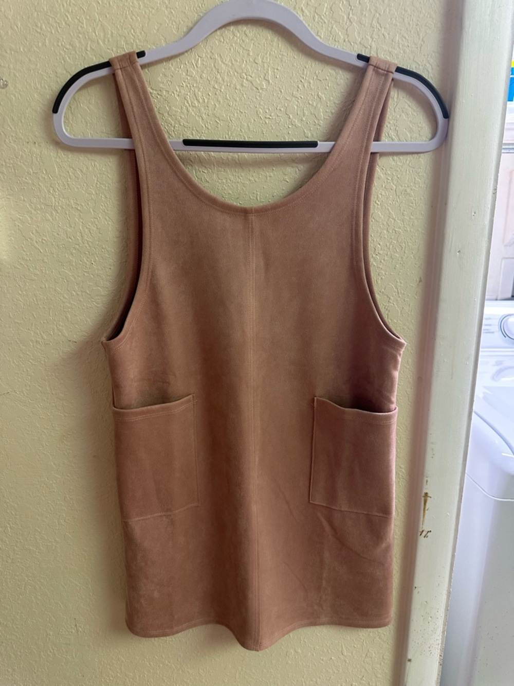 Suede-Look Pinafore Dress in Warm Pink
